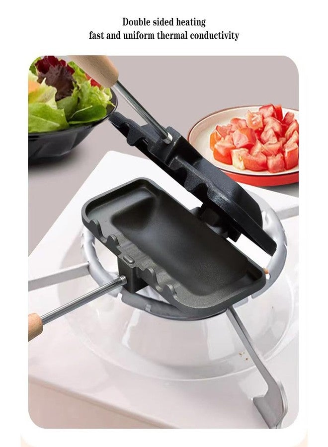Gaderth Sandwich Maker, Double-Sided Hot Dog Toaster, Nonstick Sandwich Skillet with Removable Handle,Sandwich Baking Pan for Indoor Outdoor Camping Home Kitchen Breakfast - Image 5